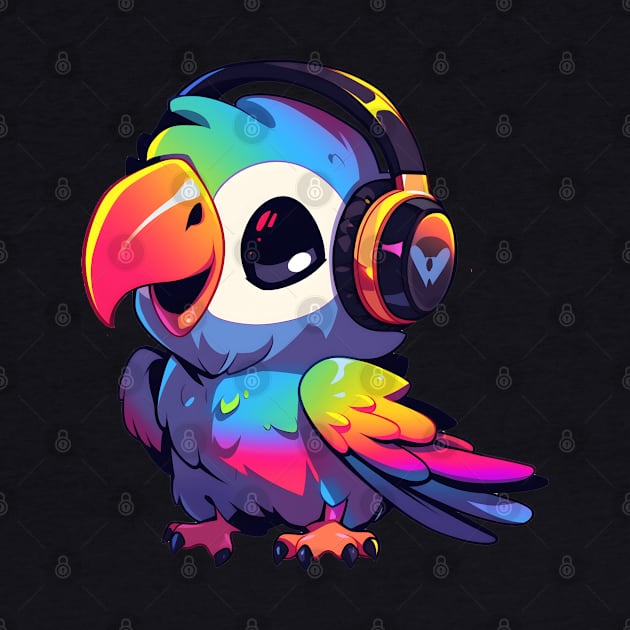 Colorful Parrot Headphones by pako-valor